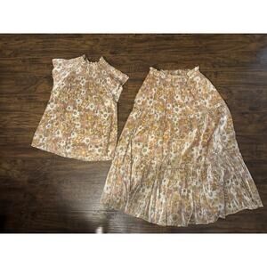 Moodie Floral Skirt Set Women’s Boho Cottagecore Blouse Top Maxi Skirt Sz:smalll